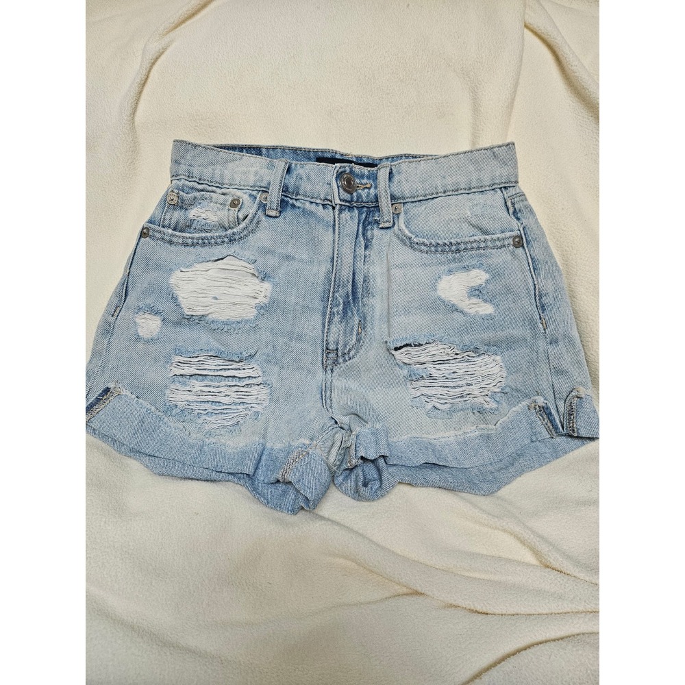 Aeropostale Aero Mom Shorts Light Wash Distressed Denim 2031 Size 00